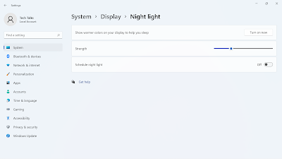 manage night light settings in the settings app. how to keep eyes safe from the screen brightness.