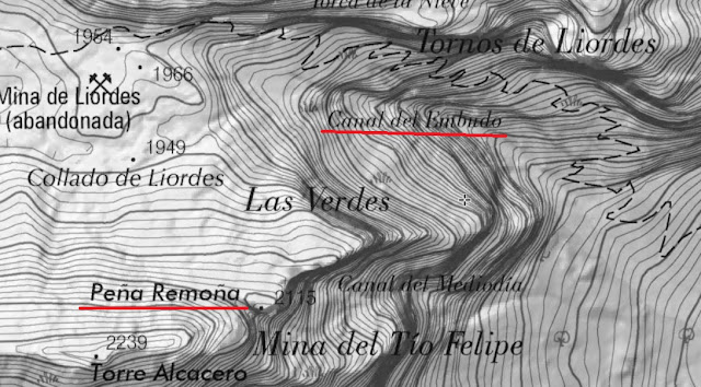 La Canal del Embudo en un mapa del Instituto Geográfico Nacional