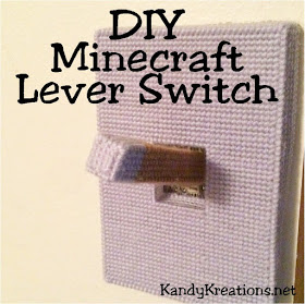 DIY Minecraft Lever Switch  Make your own DIY Minecraft lever switch to cover your light switch at home.  Add this easy switch to make a perfect Minecraft bedroom for your favorite builder using plastic canvas and this free pattern.