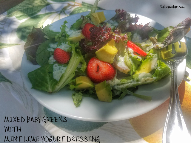 Mixed Baby Greens With Mint Lime Yogurt Dressing