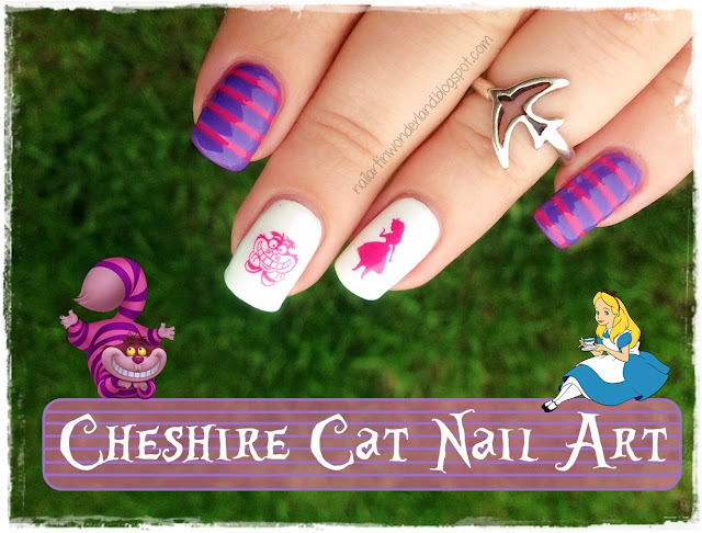 Twinsie Tuesday: Favorite Fictional Character | Alice in Wonderland - Cheshire Cat Nail Art