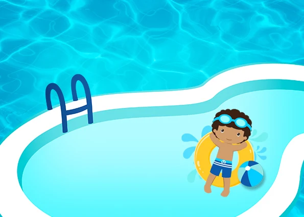 Brunette Boy Pool Party: Free Printable Invitations, Labels or Cards.