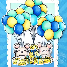 Sunny Studio Stamps: Floating By Fancy Frame Dies Merry Mice Birthday Card by Ashley Ebben
