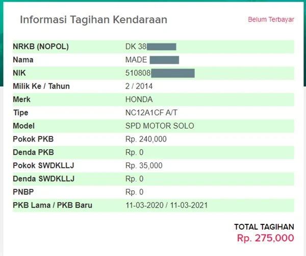 Cara Mengetahui Jumlah Pembayaran Pajak Kendaraan Anda di Bali