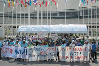 climate protesters at Bangkok United Nations talks