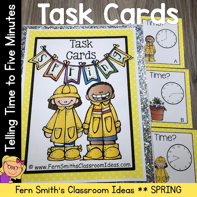 Click Here to Grab These Spring Telling Time to the Nearest Five Minutes Task Cards To Use in Your Classroom Today!