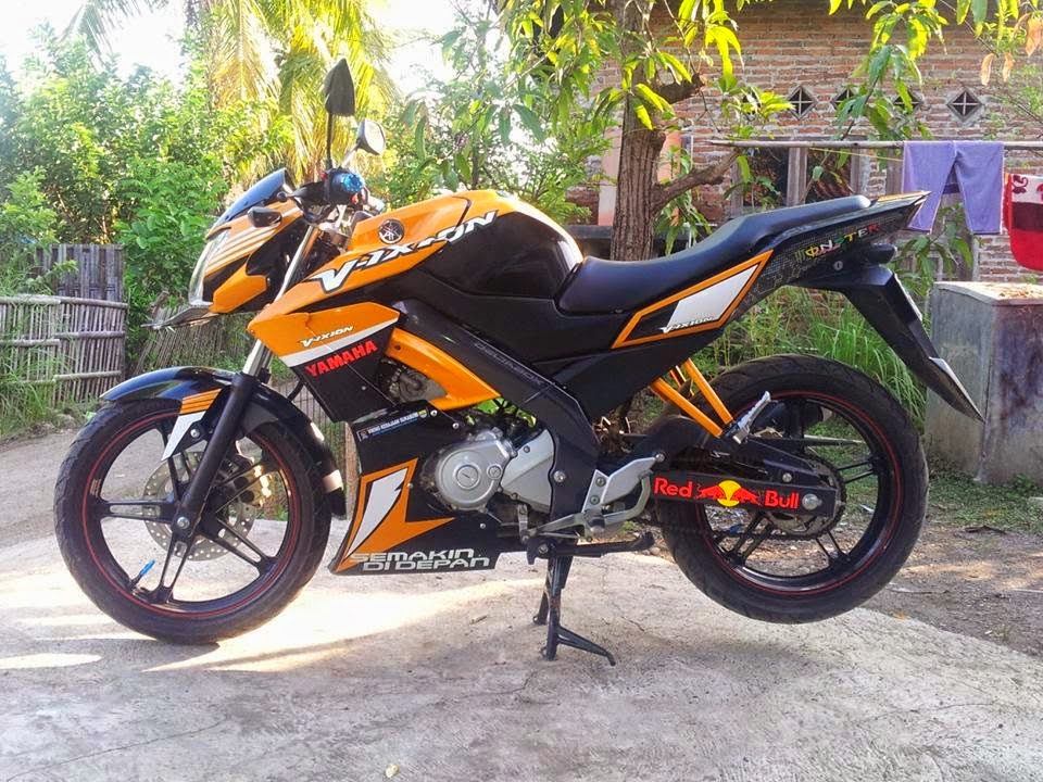 Modif vixion oranye hitam redbull 