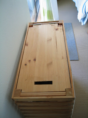 wooden laundry bin