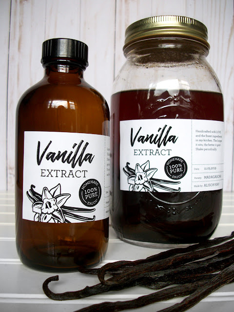 Custom Black & White Vanilla Extract rectangle bottle labels