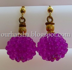 Purple Shamballa Drop Earrings (2)