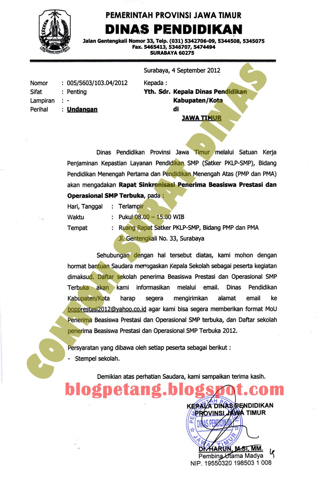 Contoh Surat Dinas Resmi - Simak Gambar Berikut