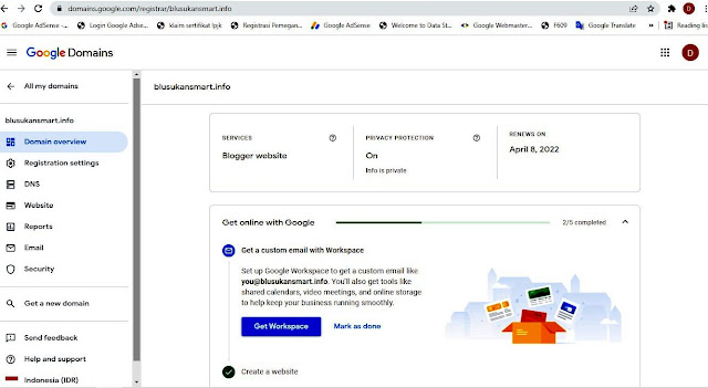 Tampilan Langkah 2 Memperpanjang Sewa Domain di Google Domains