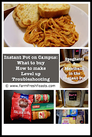 Use the Instant Pot to make spaghetti and meatballs the easy way--simple ingredients and only one pot to clean! This is a terrific recipe for campus cooking as it uses few ingredients and simple prep.