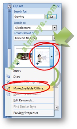 Gambar: Cara membuat clippart online menjadi koleksi offline di Microsoft Word 2007