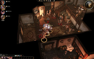 Combat Encounter where the player is surrounded in a house as enemies attempt to overwhelm the player's party