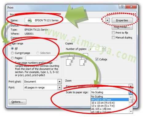 Cara Print Dokumen Ms Word ke Ukuran Kertas  yang Lebih 