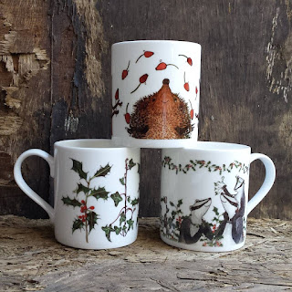 Christmas China mugs by Alice Draws the Line