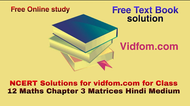 Class 12 Maths Chapter 3 Matrices Hindi Medium