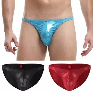 Fashion New Sexy Mens Leather Bikini Youth Breathable Boxer Briefs Wet Look Butt Underwear For Boys Pouch Comfortable Underwear US $1.49