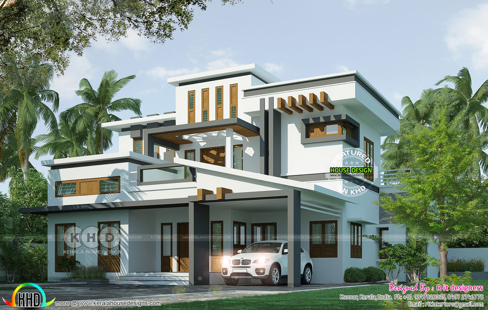 4 bedroom box model  contemporary house  design Kerala 