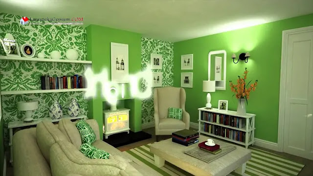 cat warna hijau alam bagian dalam rumah