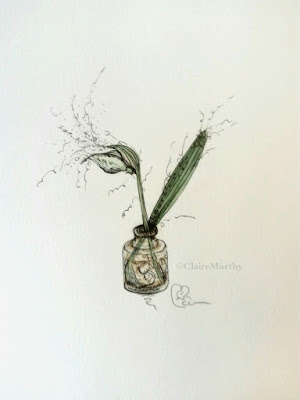 Flower painting : Snowdrop in Watercolour and ink : January art blog.