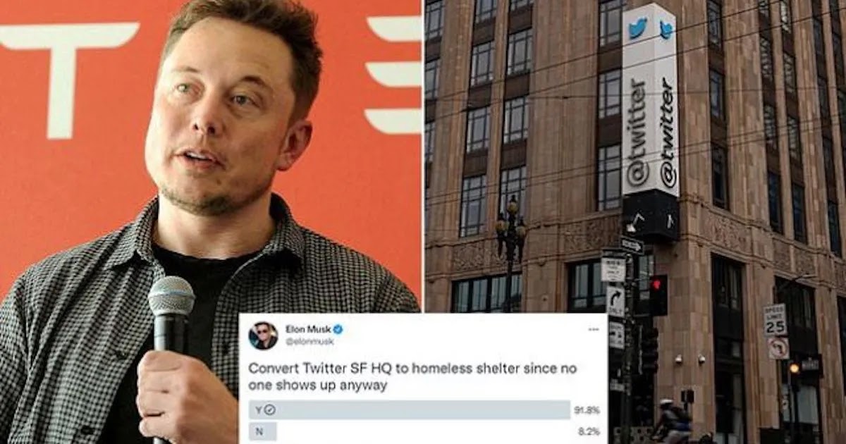 Elon Musk Asks Twitter Users If Company's California HQ Should Be Turned Into A Homeless Shelter