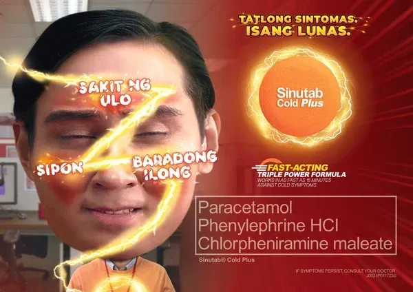 Sinutab Tatlong sintomas, isang lunas