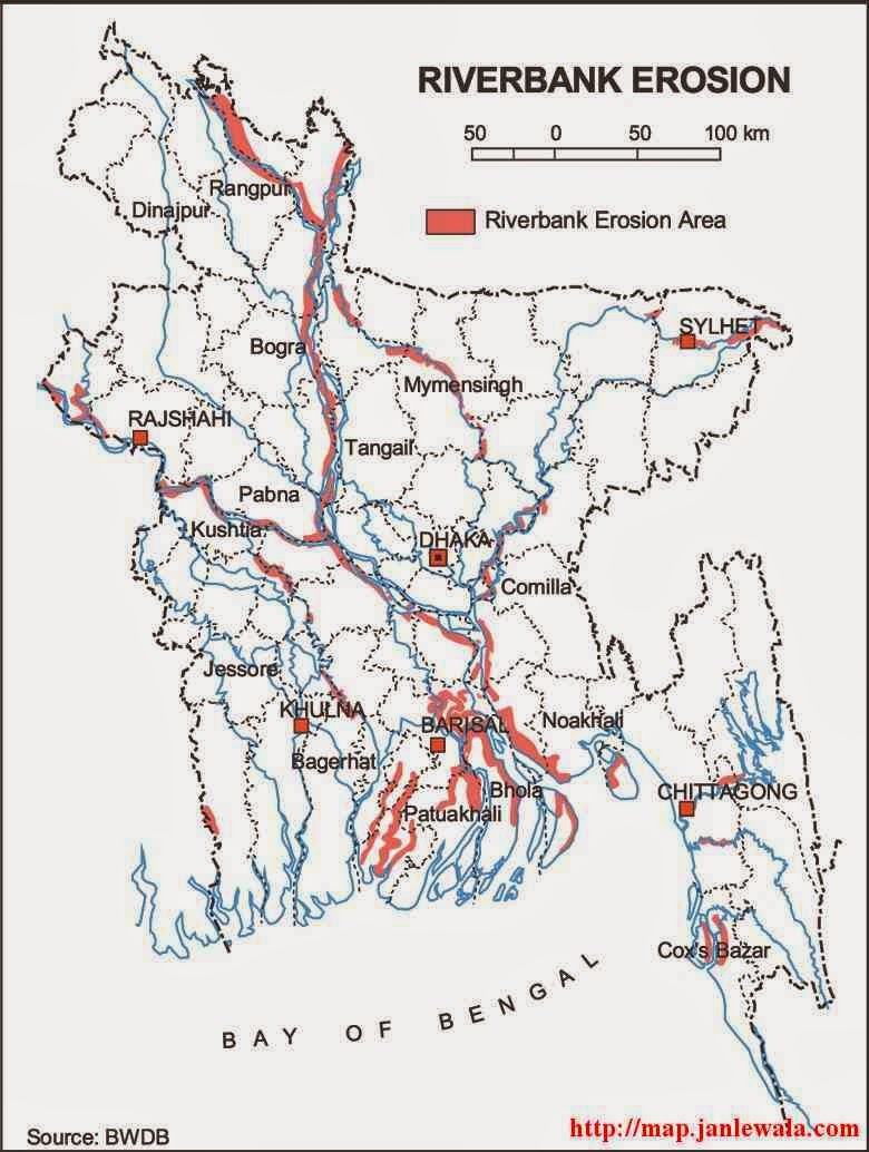 River Bank Erosion Map of Bangladesh