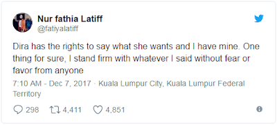 jawapan balas fathia latiff pada dira