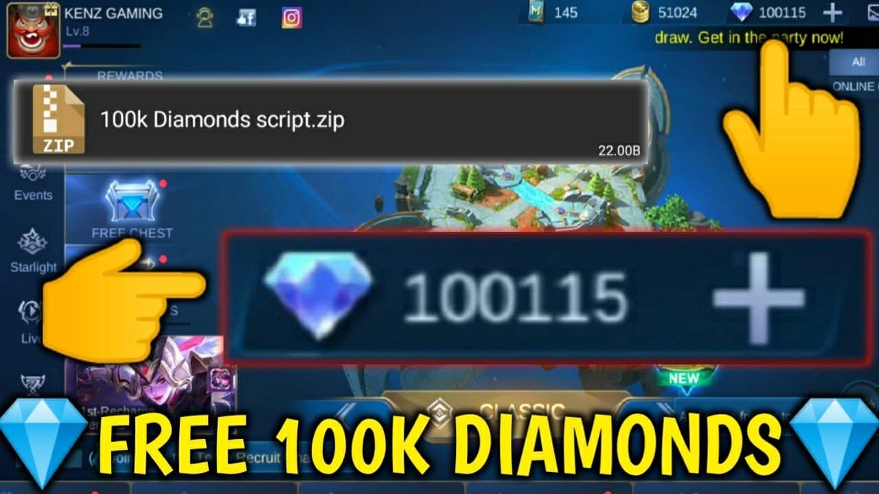 Script 100000 Diamond Mobile Legends Gratis Patch Terbaru 2021 Mobs Gaming