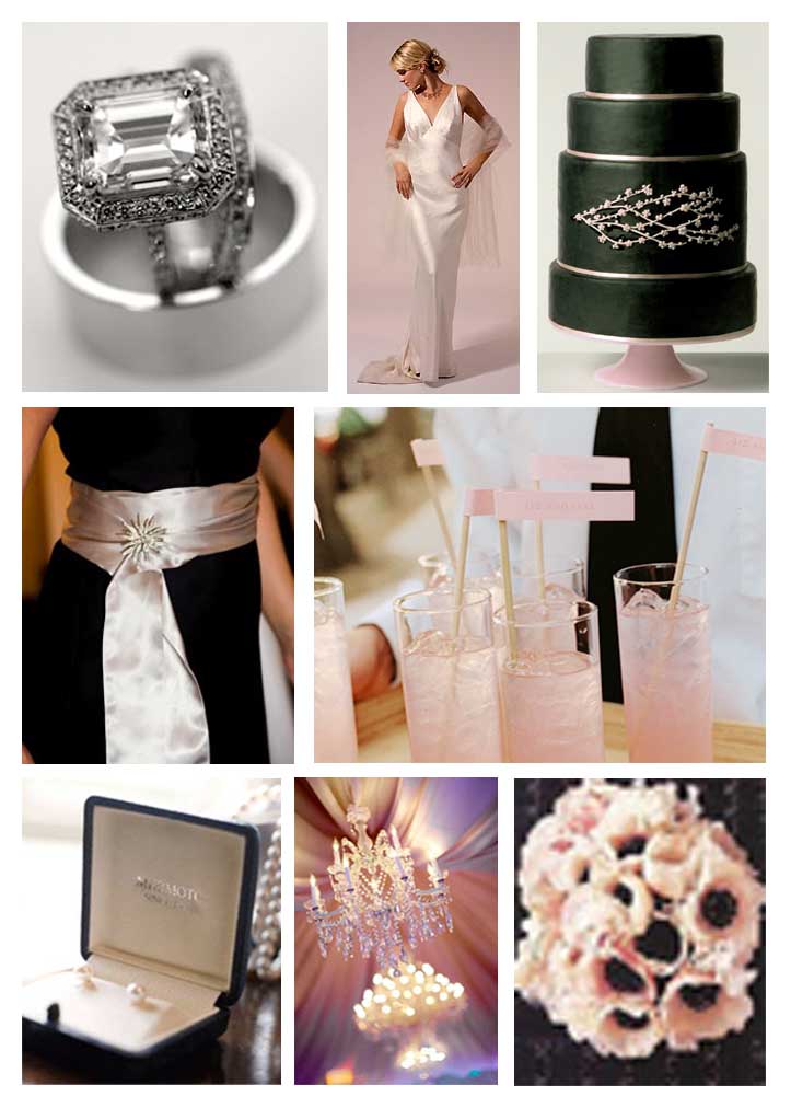Black and Pale Pink Inspiration board Sophisticated Black White