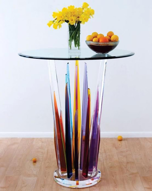 Creative color glass table