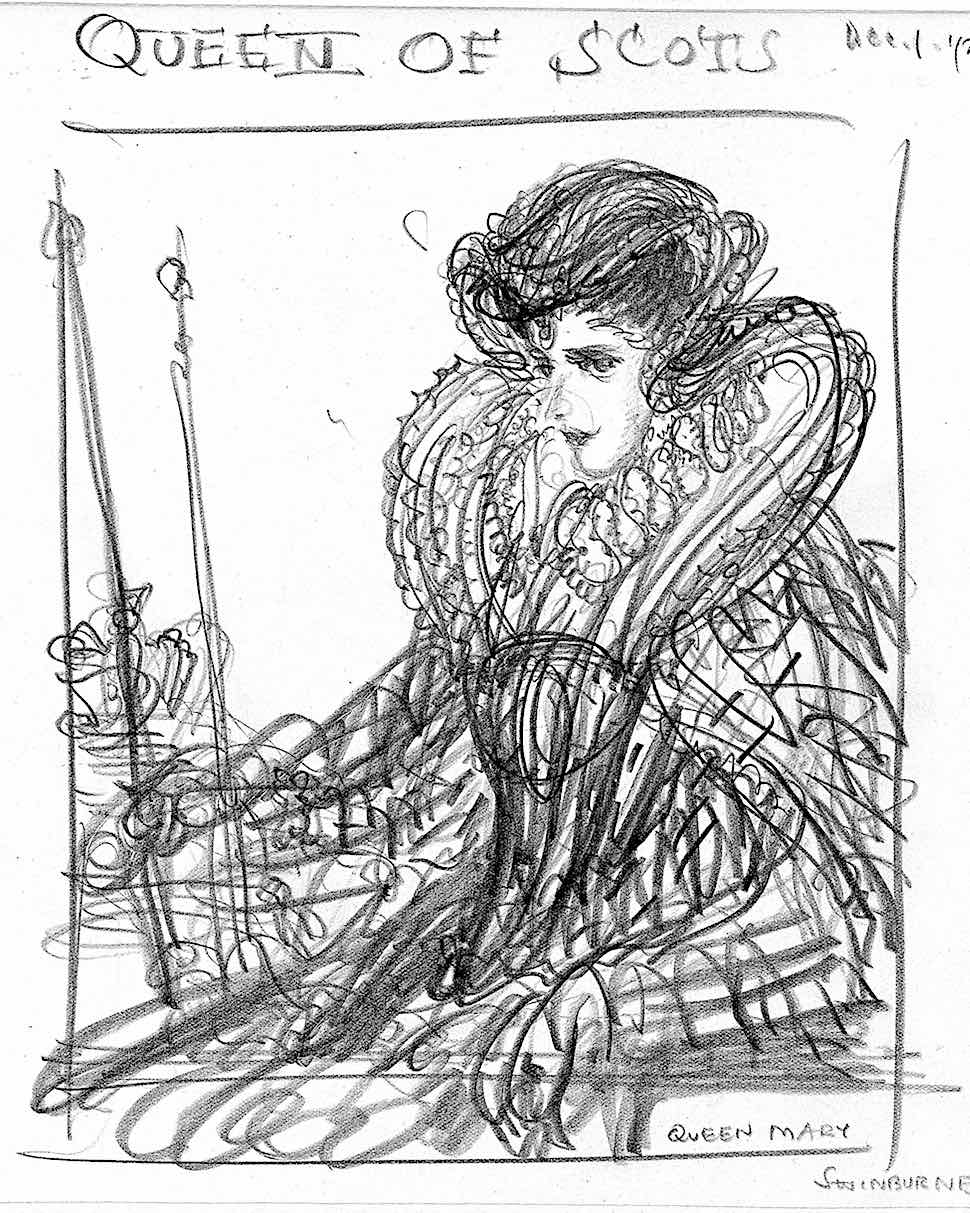 Mary Queen Of Scots by Edmund J. Sullivan 1923, a pencil sketch