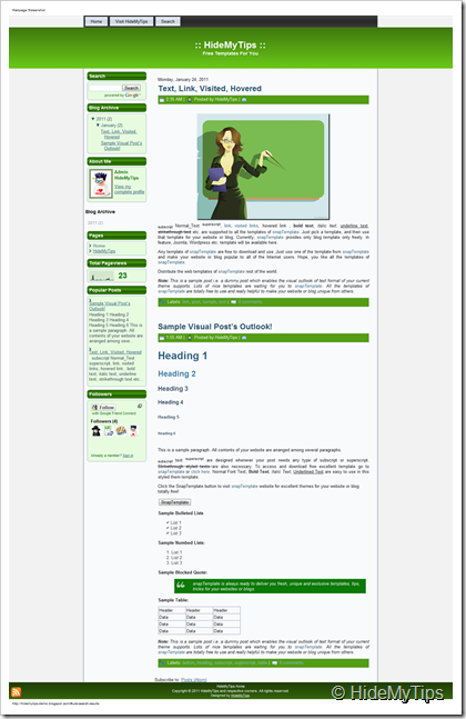 Naive Glossy Green Blogger Theme template 