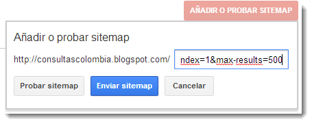 Añadir o probar sitemap