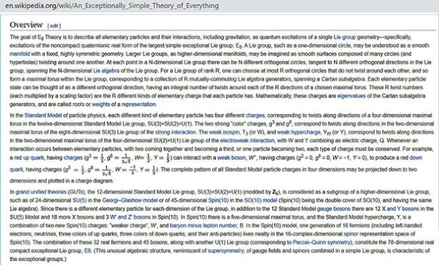 Euclidian Lie Group E(8) has enough degrees of freedom for TOE? (Source: Wikipedia)