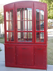 Red Shabby China Cabinet  *SOLD*