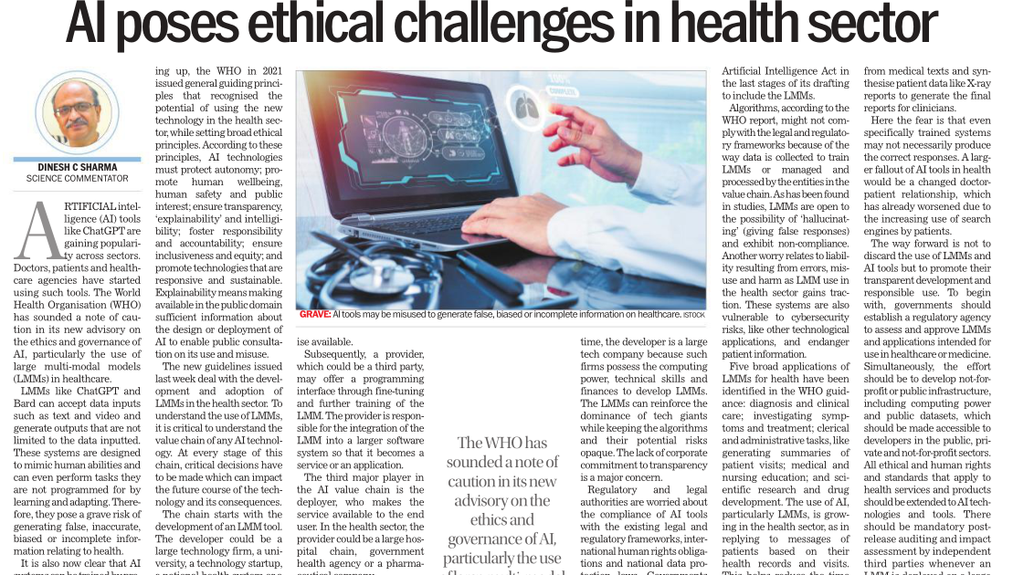 AI Poses Ethical Challenges In The Health Sector 