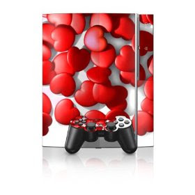 Red Sweet Heart Design Sony PS3 Playstation 3 Body Protector Skin Decal Sticker