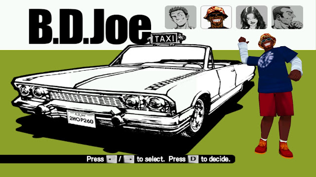 Screenshot of B.D. Joe from the taxi selection screen in Crazy Taxi