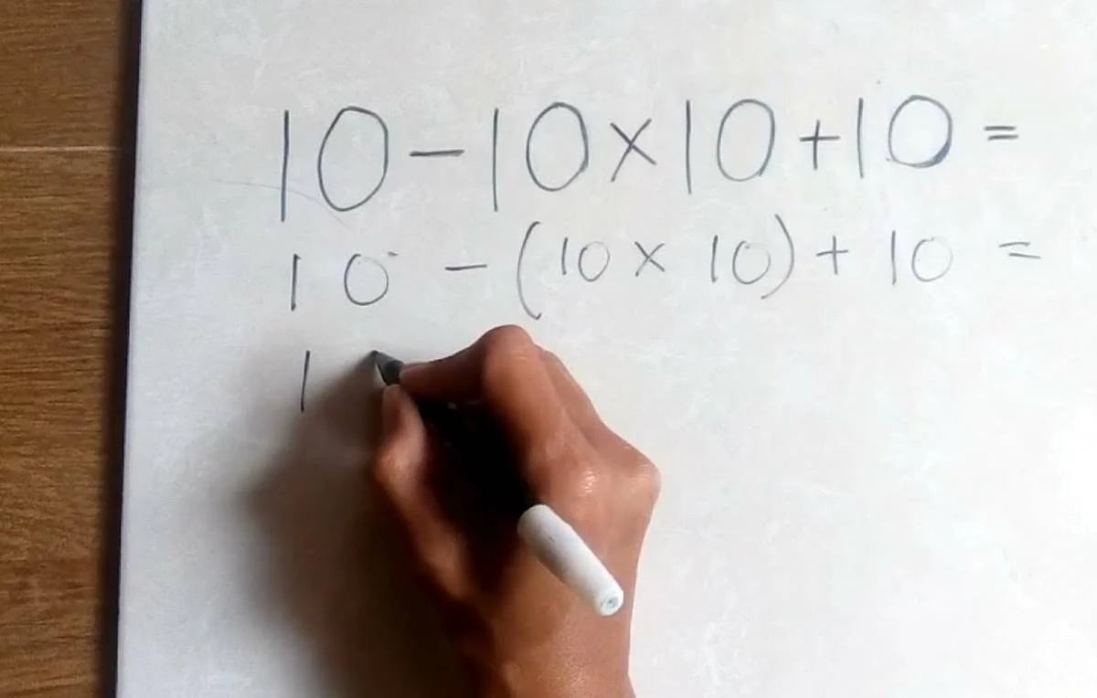 How is 10-10x10+10 = -80? Answer or Solution Explained Step-By-Step