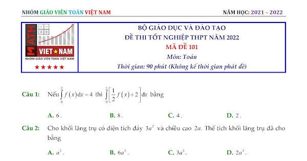 đáp án toán thpt quốc gia 2022