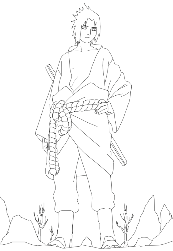 Mewarnai gambar uchiha sasuke yang keren saat beraksi