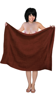 Nude Asian girl holding towel transparent PNG