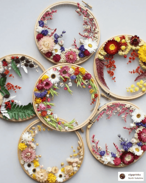dried flower embroidery homeware art,  top 12 crafting trend 2023 eyewear crafting trends to diy try, cool inspire inspo crafts