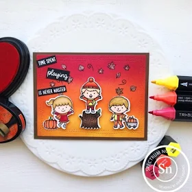 Sunny Studio Stamps: Fall Kiddos Customer Card by Ashley Hughes
