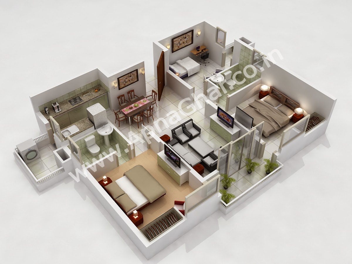 3D Floor Plans 2 Story House