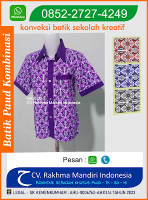 baju batik tk warna ungu kombinasi kain polos, seragam batik tk warna ungu model lengan pendek  desain terbaru 2024