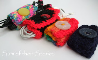 Crochet ear bud wire tidy